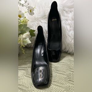 Ming by Mango Black Patent Square-Toe Pumps